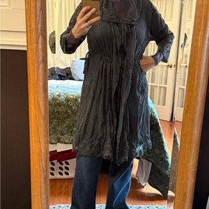 Beautiful charcoal lace and sheer long over jacket.